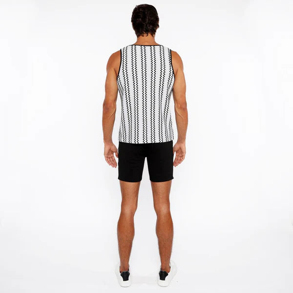 ST33LE ZIGZAG STRIPE TANK FOG BLUE/ BLACK