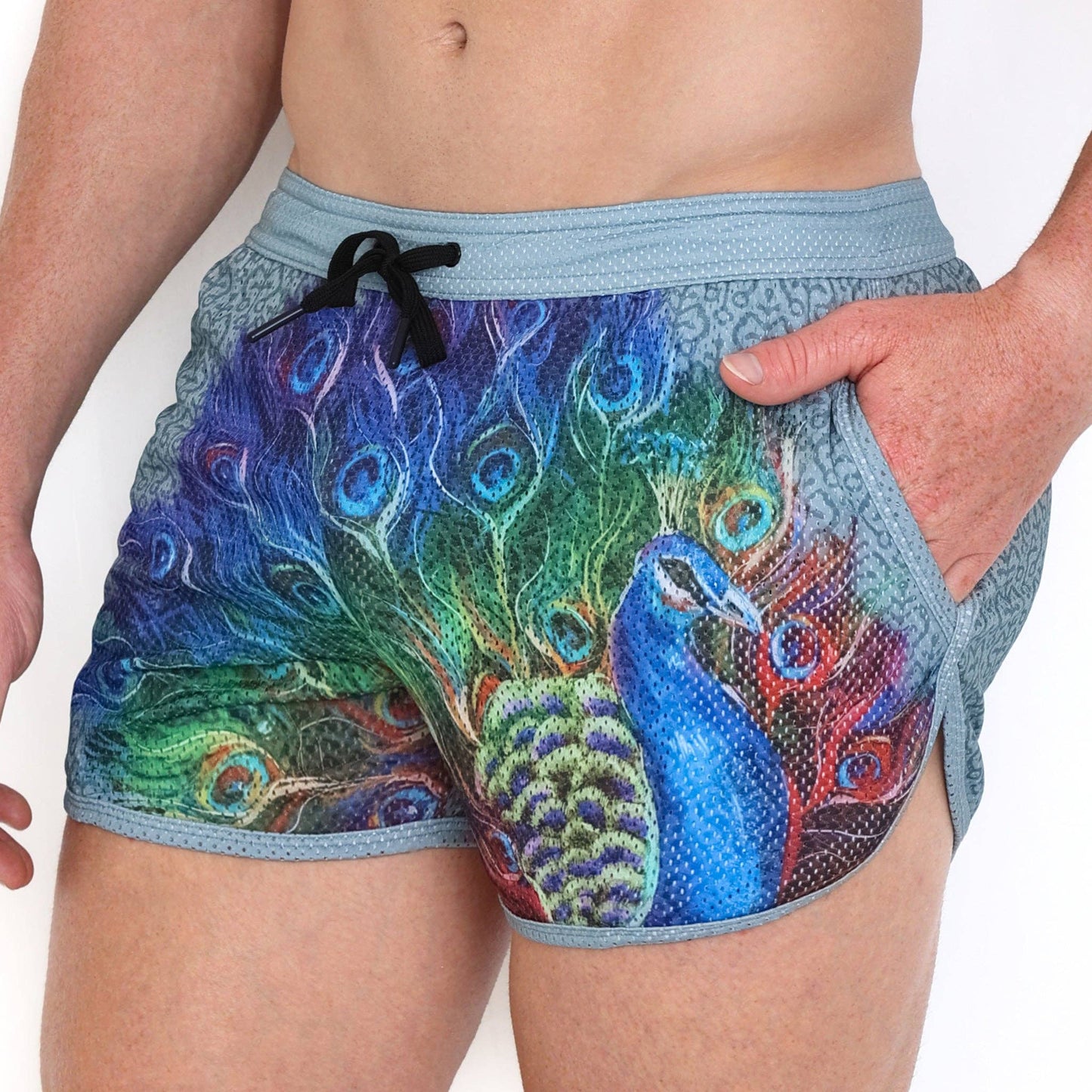 SKULL & BONES PEACOCK RAINBOW MESH SWIM SHORT