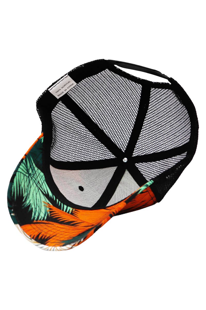 CAP ZONE TROPICAL PALM LEAF MESH SNAP BACK