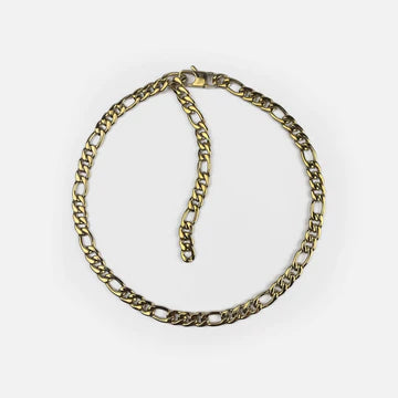 RARE ROMANCE 4MM FIGARO LINK NECKLACE GOLD