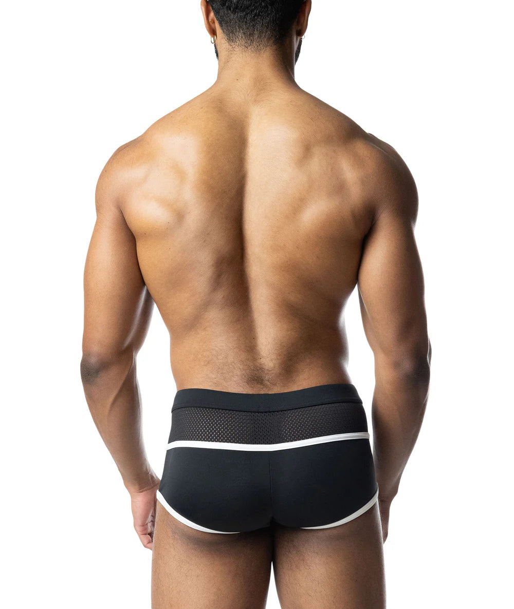 NASTY PIG OVERLAY SQUARE CUT SWIM BLACK/ WHITE