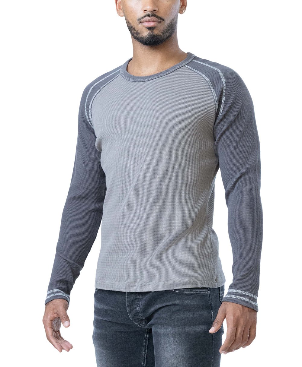NASTY PIG THERMO HENLEY LONG SLEEVE - SHARK GREY/ FOSSIL GREY