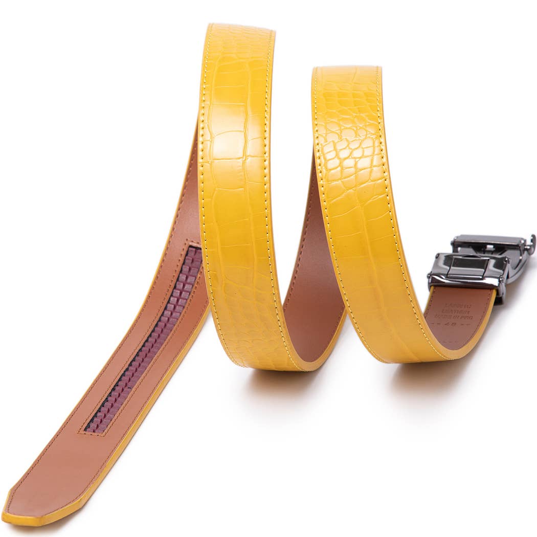 FABIO VALENTI RATCHET LEATHER BELT - CROCODILE