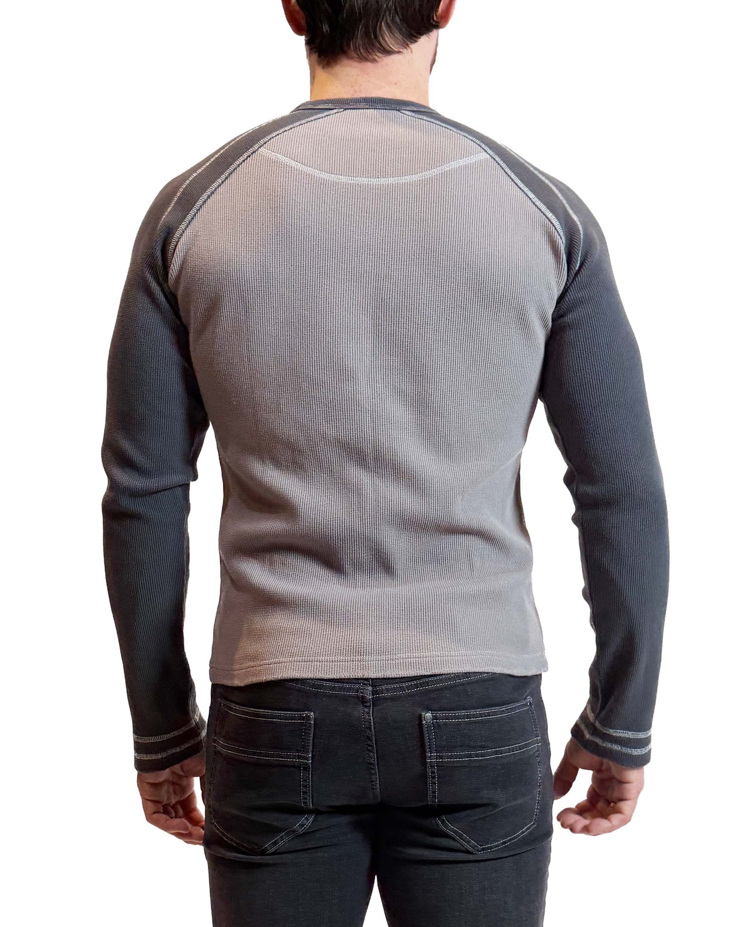 NASTY PIG THERMO HENLEY LONG SLEEVE - SHARK GREY/ FOSSIL GREY