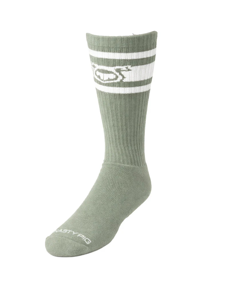 NASTY PIG HOOK'D UP SPORT SOCK - SAGE GREEN/ WHITE