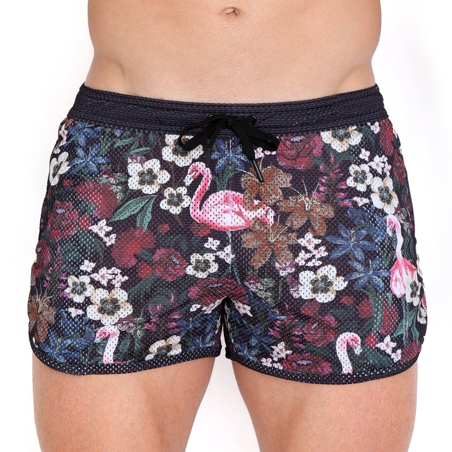 SKULL & BONES FLORAL FLAMINGO MESH SWIM SHORT