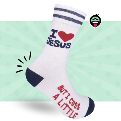 Funatic I Love Jesus (But I Cuss) Socks | Funny