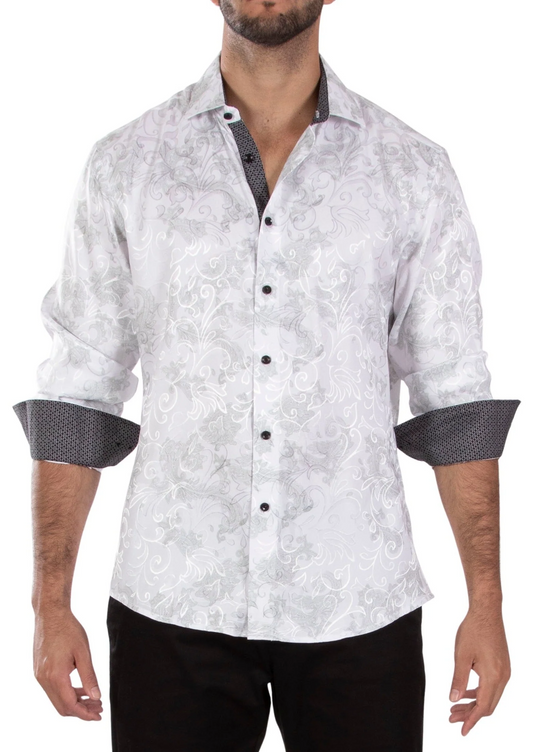 BESPOKE FILIGREE  L/S BUTTON DOWN WHITE
