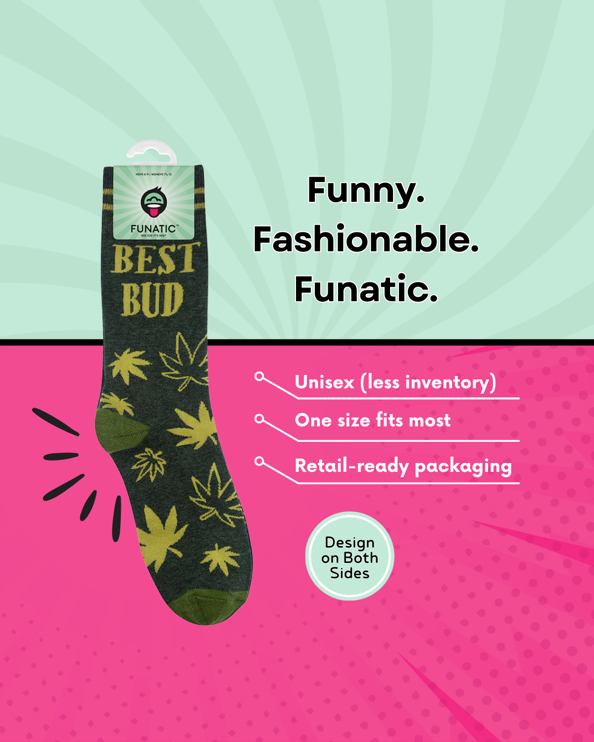Funatic Best Bud Socks | Weed | Cannabis | 420 Socks