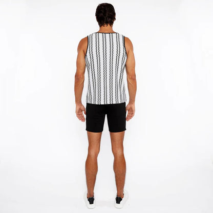 ST33LE ZIGZAG STRIPE TANK FOG BLUE/ BLACK