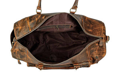 20" Brown Leather Duffel Bag Handmade Unisex Travel Bag