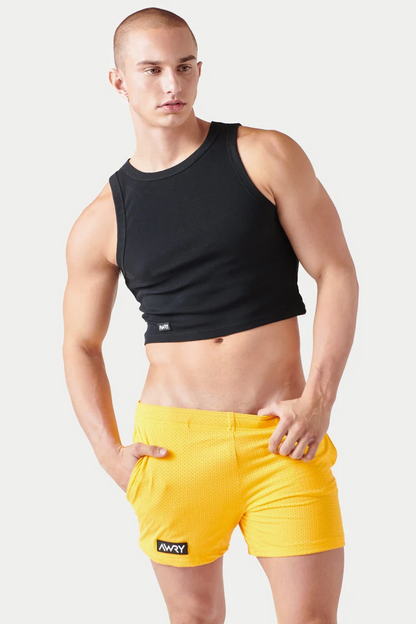 AWRY RIBBED CROP TANK - BLACK