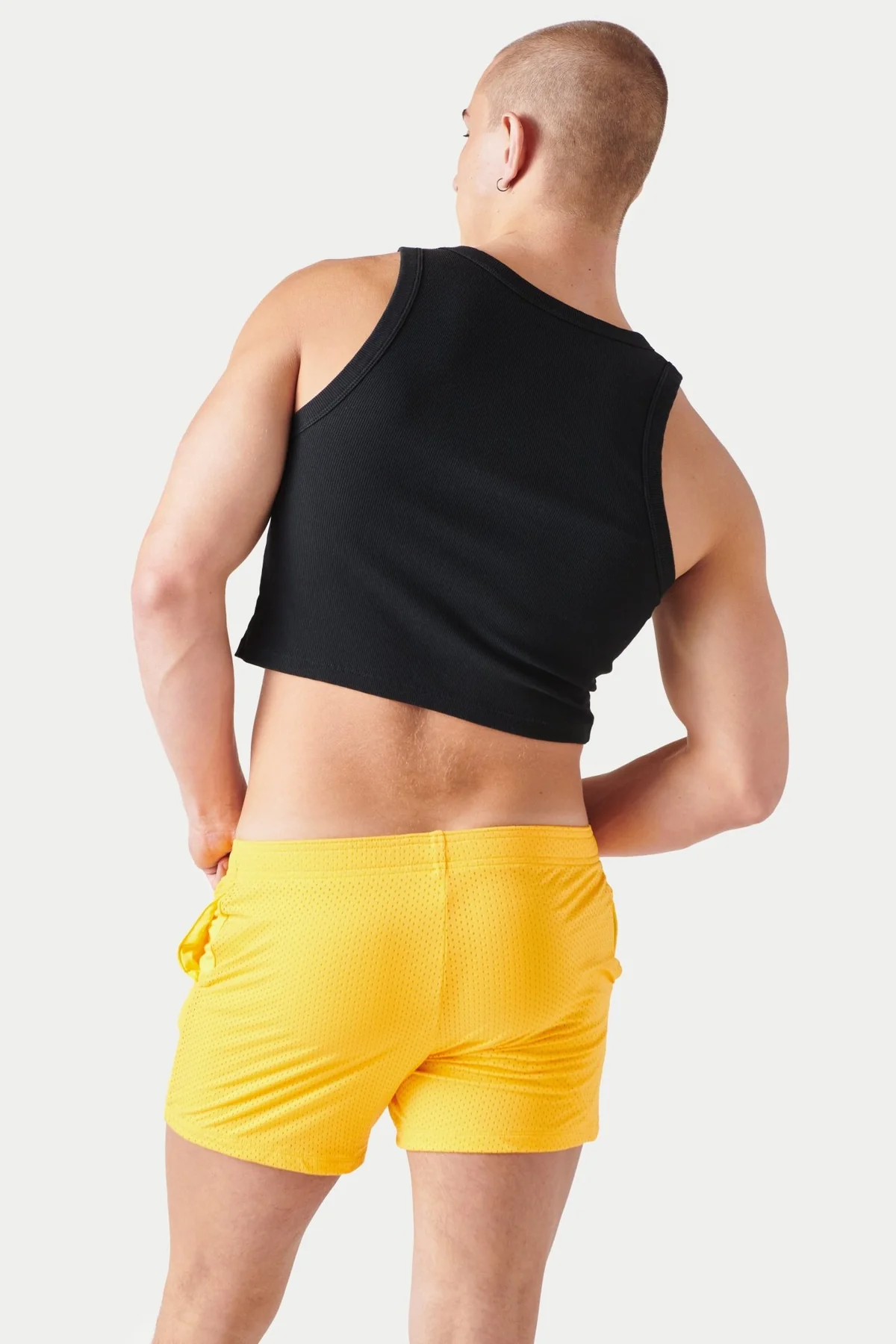 AWRY RIBBED CROP TANK - BLACK