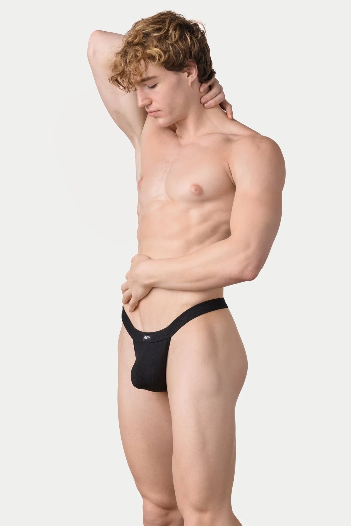 AWRY RIBBED THONG - BLACK