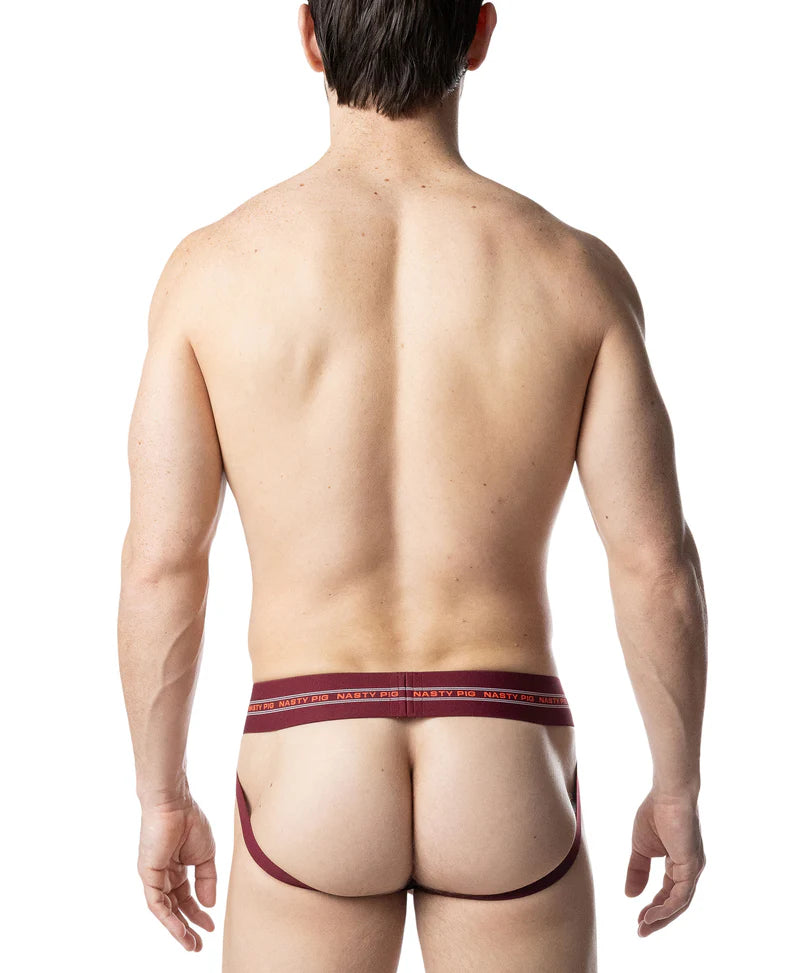 NASTY PIG CORE JOCK STRAP - BURGUNDY/ VIBRANT ORANGE
