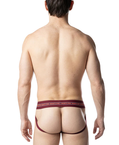 NASTY PIG CORE JOCK STRAP - BURGUNDY/ VIBRANT ORANGE