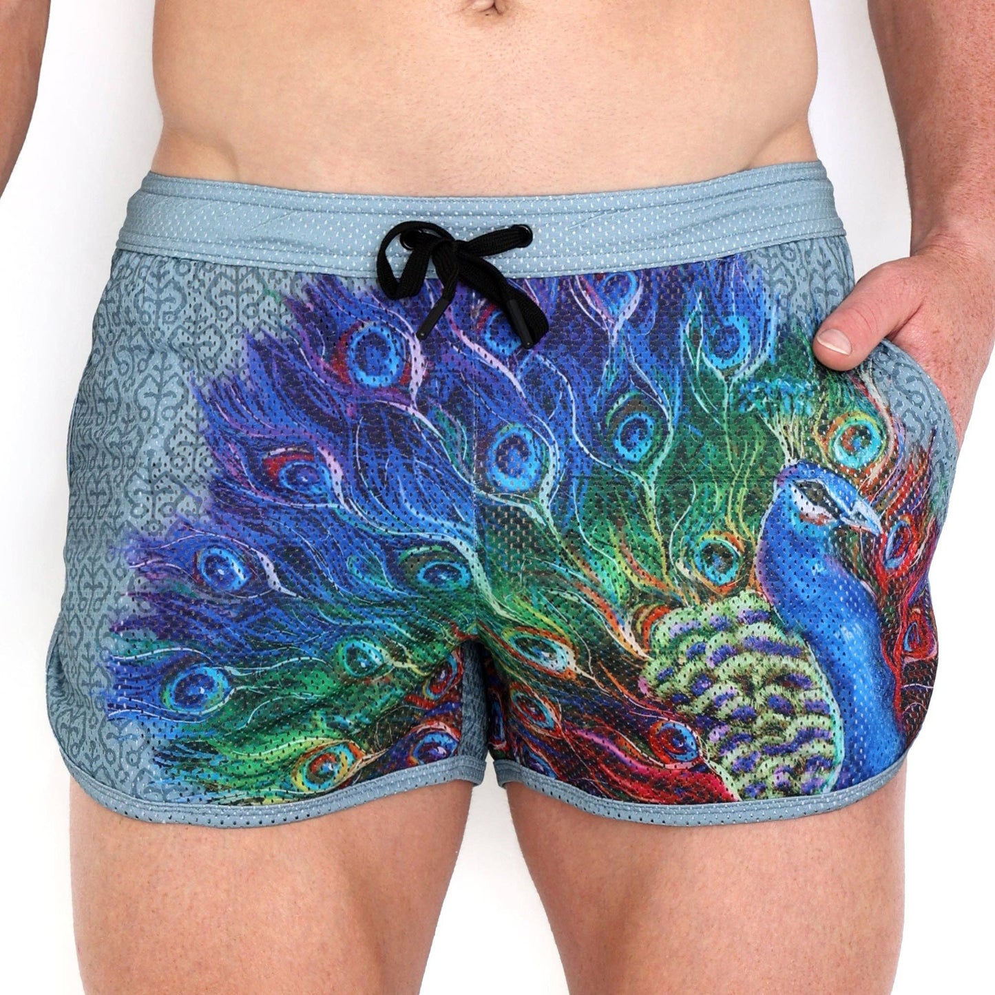 SKULL & BONES PEACOCK RAINBOW MESH SWIM SHORT