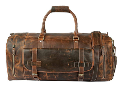 20" Brown Leather Duffel Bag Handmade Unisex Travel Bag