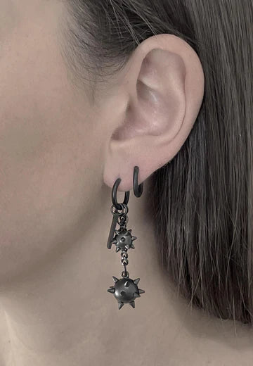 RARE ROMANCE TRICHARM SPIKEBALL EARRINGS BLACK