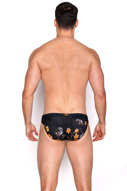 SKULL & BONES DANDELION BLACK SWIM BRIEF