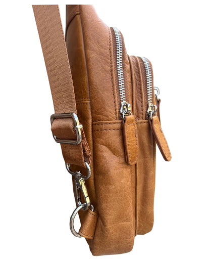 ROMA LEATHERS COWHIDE LEATHER SLING BAG