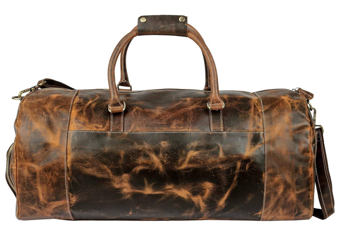 20" Brown Leather Duffel Bag Handmade Unisex Travel Bag