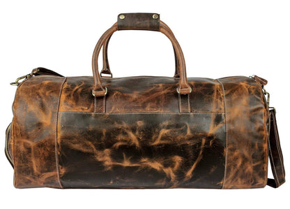 20" Brown Leather Duffel Bag Handmade Unisex Travel Bag
