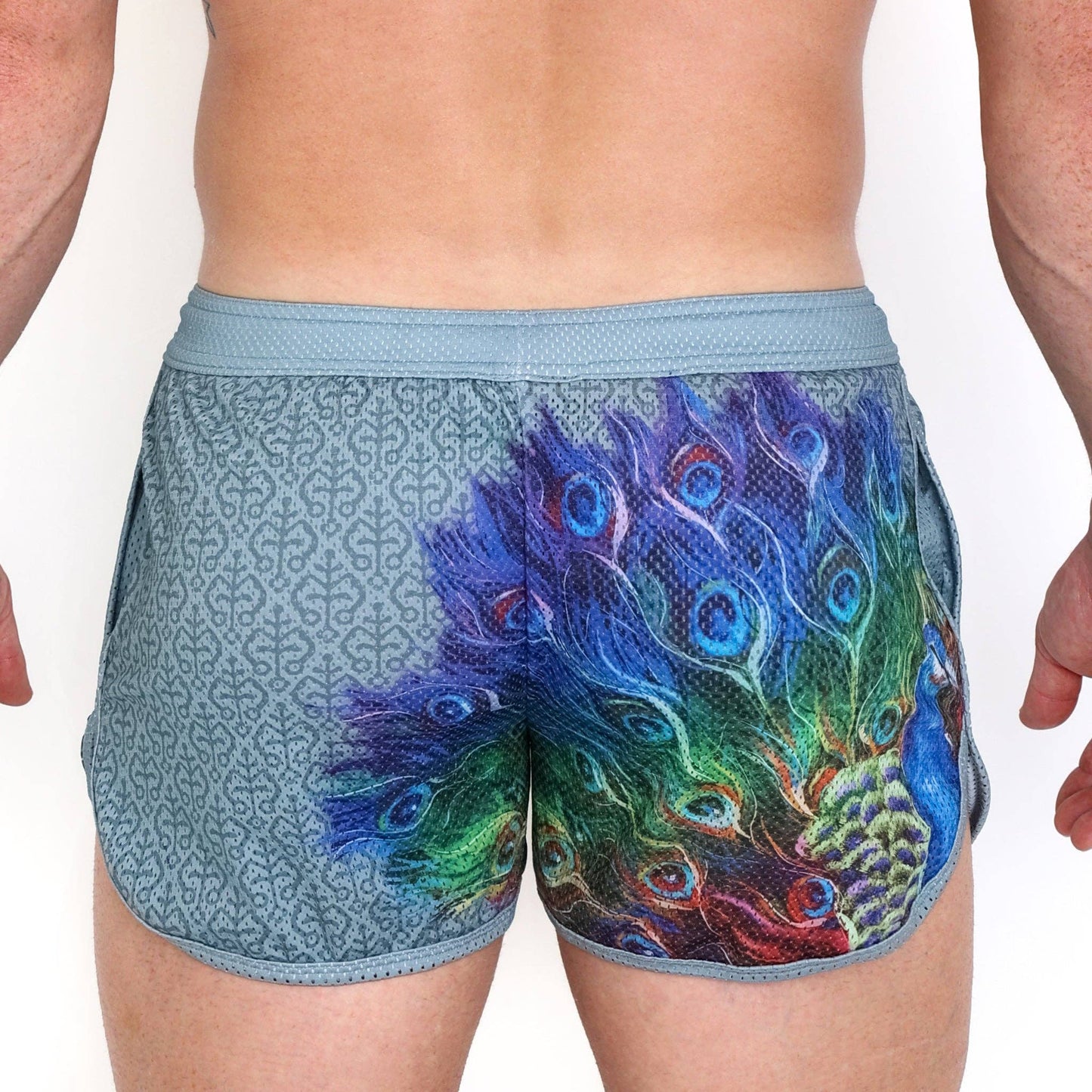 SKULL & BONES PEACOCK RAINBOW MESH SWIM SHORT
