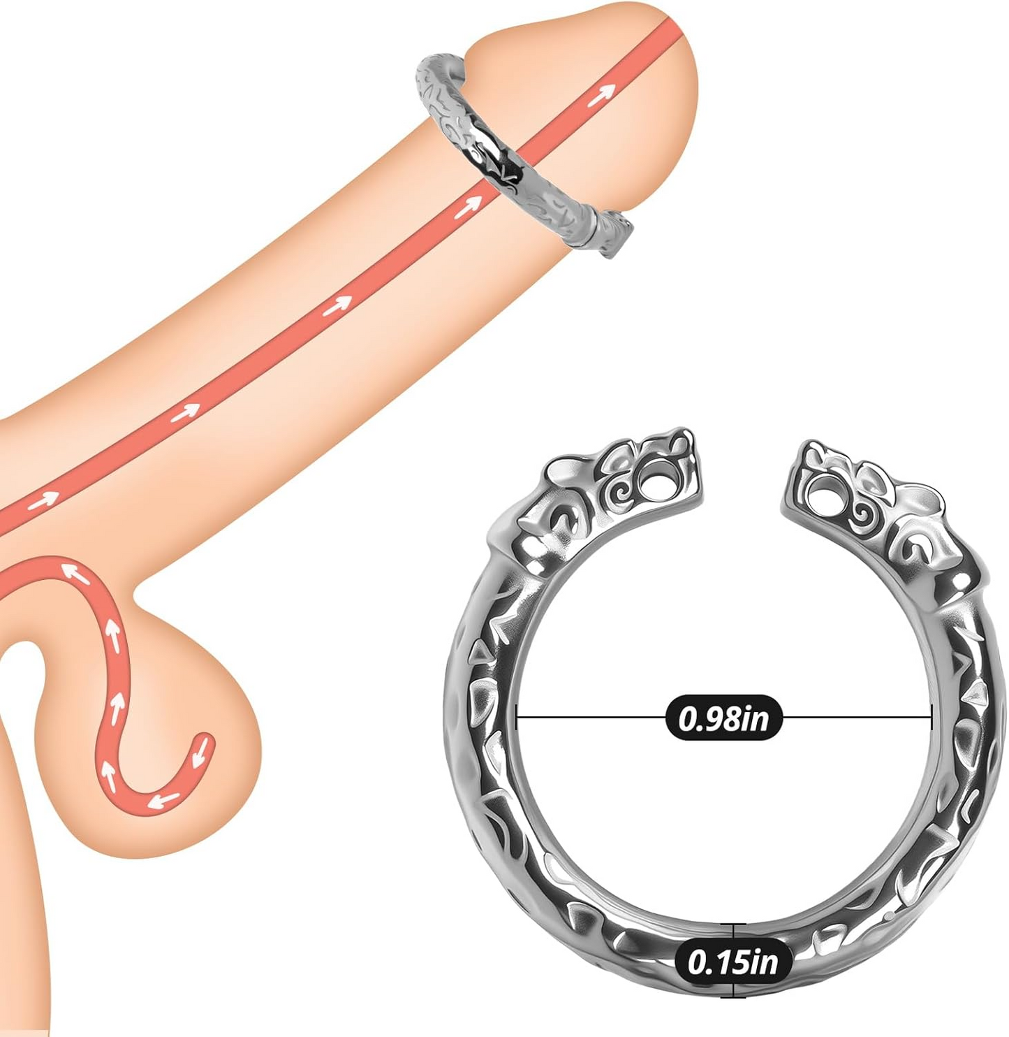 GRAFFITTI - TIGER GLANS RING STAINLESS STEEL - SILVER