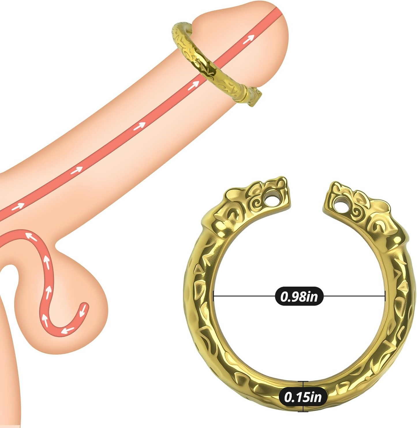 GRAFFITTI - TIGER GLANS RING STAINLESS STEEL - GOLD