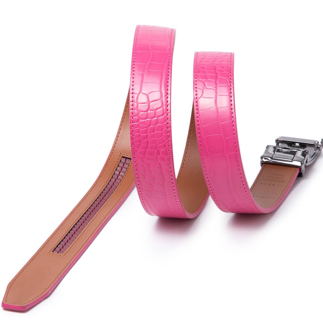 FABIO VALENTI RATCHET LEATHER BELT PEACH BLOSSOM