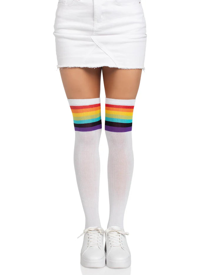 LEG AVENUE OVER THE KNEE RAINBOW OPAQUE THIGH HIGHS
