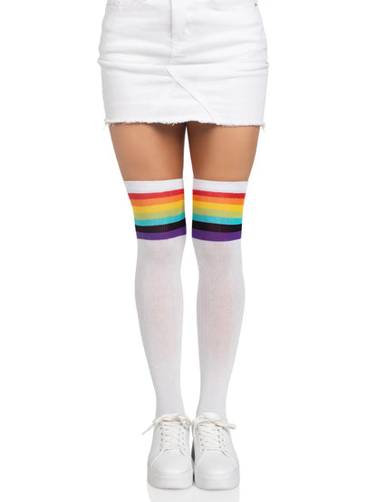 LEG AVENUE OVER THE KNEE RAINBOW OPAQUE THIGH HIGHS