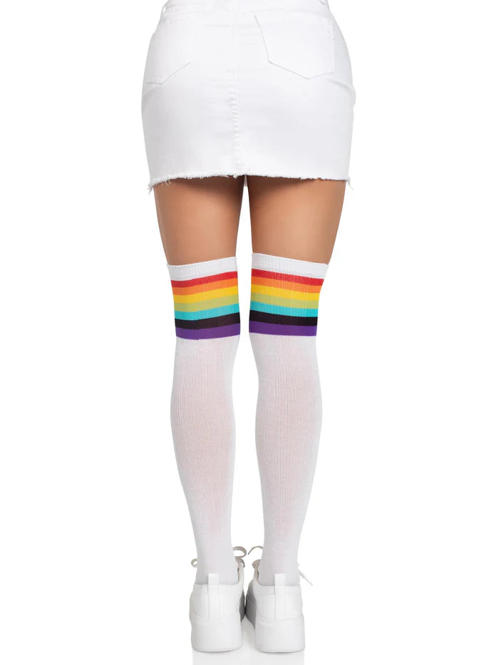LEG AVENUE OVER THE KNEE RAINBOW OPAQUE THIGH HIGHS