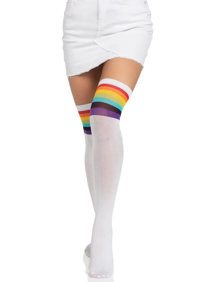 LEG AVENUE OVER THE KNEE RAINBOW OPAQUE THIGH HIGHS