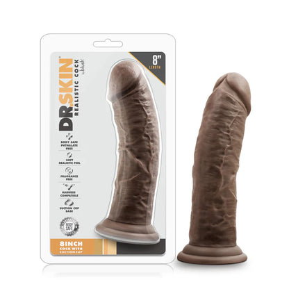 DR. SKIN REALISTIC COCK 8" BROWN