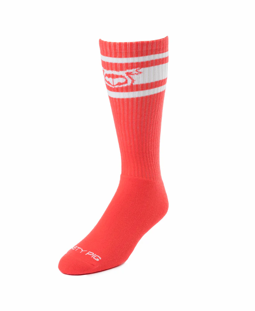 NASTY PIG HOOKD UP SOCKS - CORAL/WHITE