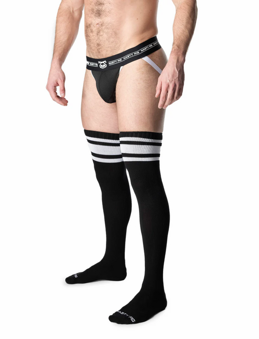 NASTY PIG HOOK'D UP THIGH HIGH SOCK - BLACK/WHITE