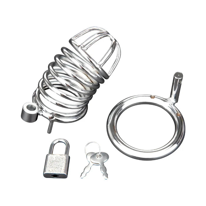 BLUE LINE DELUXE CHASTITY CAGE SILVER