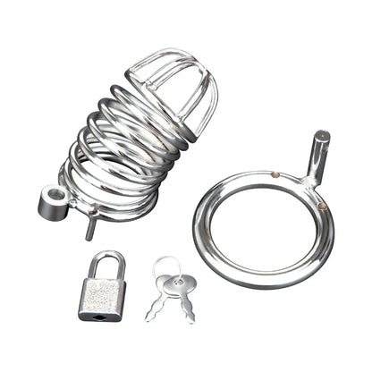 BLUE LINE DELUXE CHASTITY CAGE SILVER