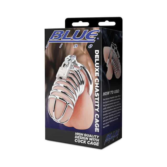 BLUE LINE DELUXE CHASTITY CAGE SILVER