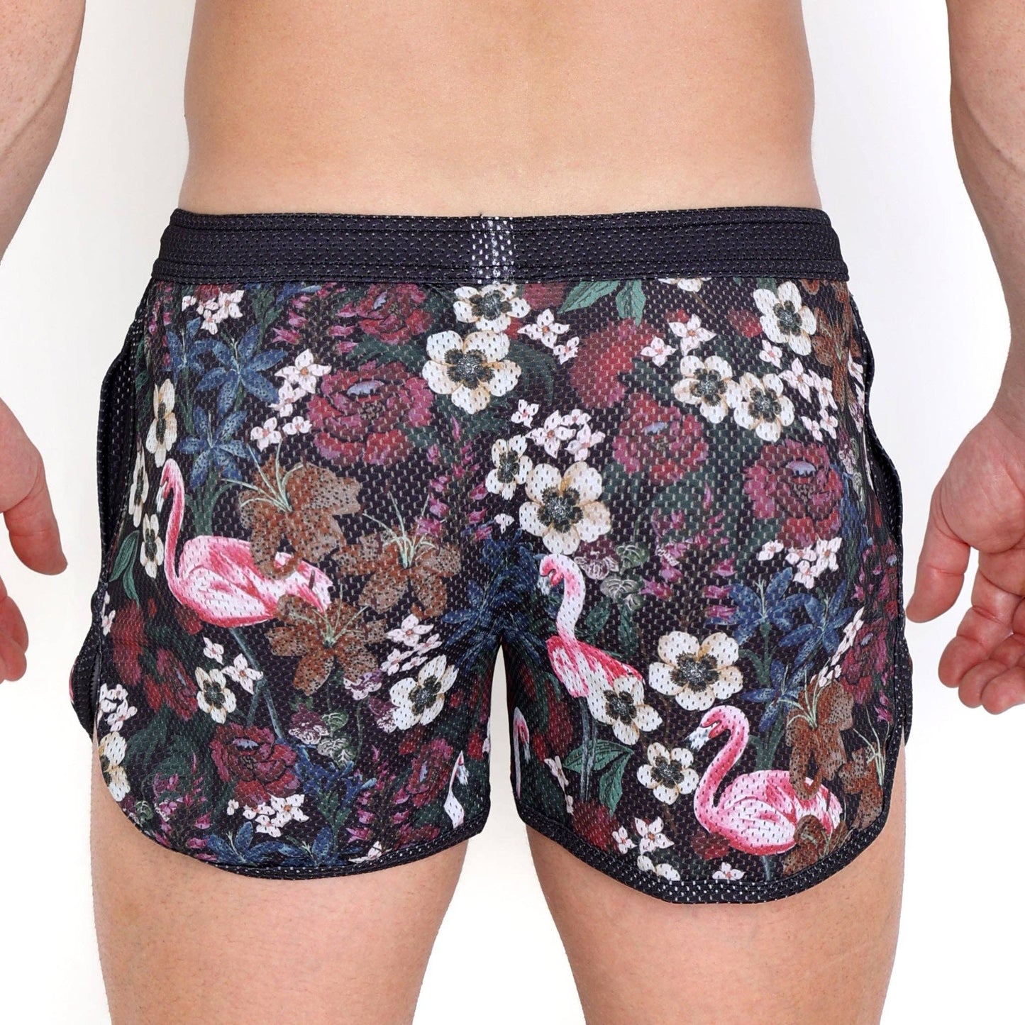 SKULL & BONES FLORAL FLAMINGO MESH SWIM SHORT