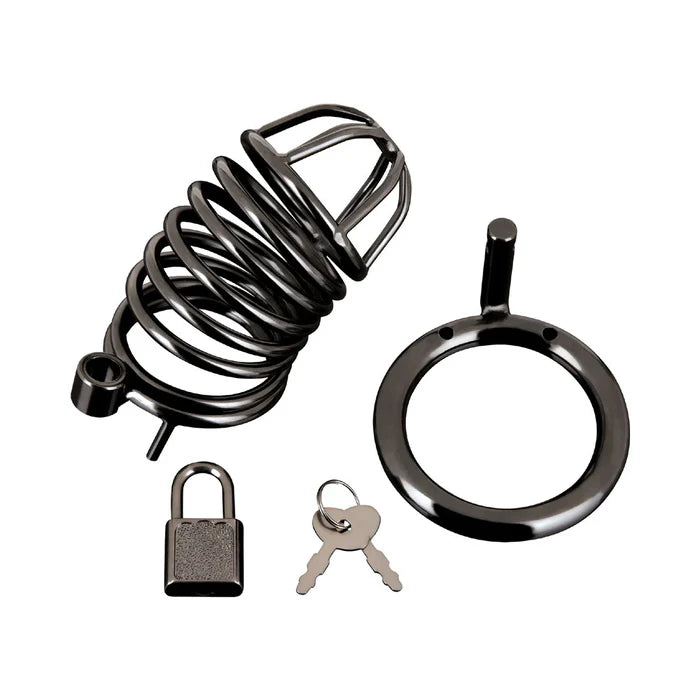 BLUE LINE DELUXE CHASTITY CAGE BLACK