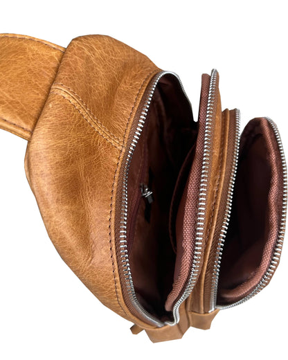 ROMA LEATHERS COWHIDE LEATHER SLING BAG