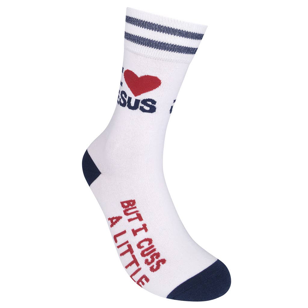 Funatic I Love Jesus (But I Cuss) Socks | Funny