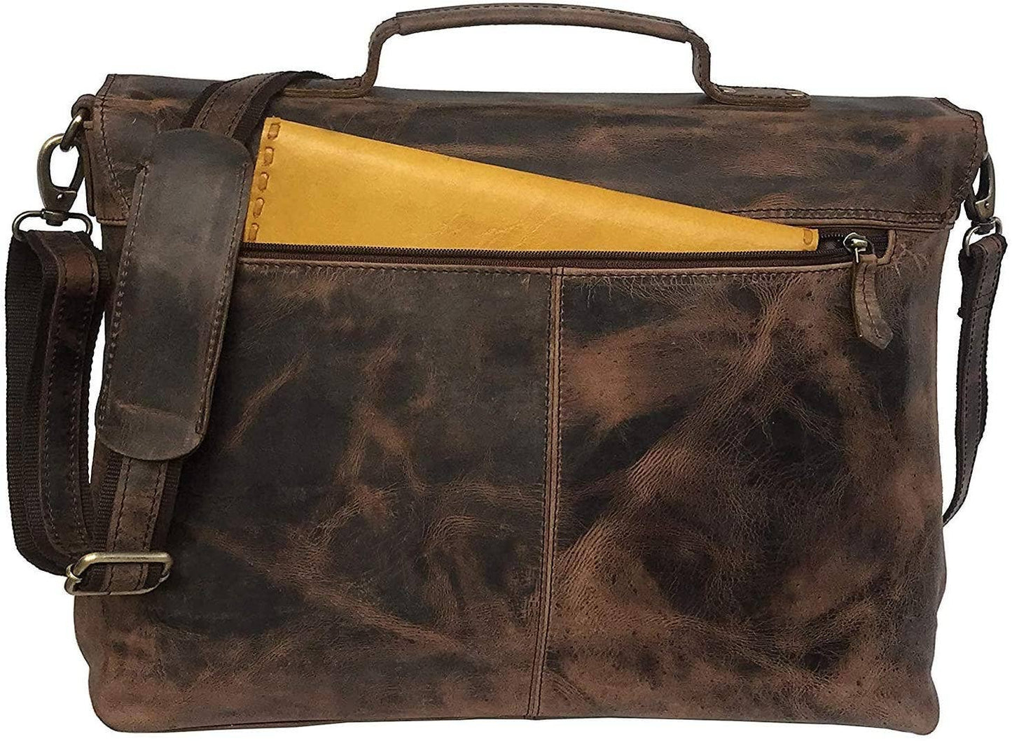 TUZECH LEATHER Sperry Leather 16 Inch Retro Buffalo Hunter Leather Laptop Messenger BaG