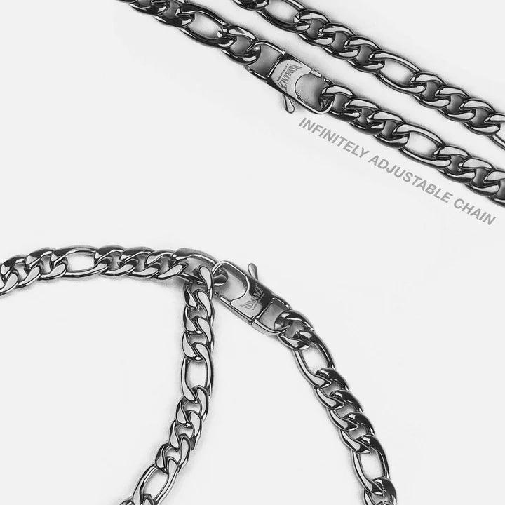 RARE ROMANCE 8MM FIGARO LINK NECKLACE SILVER