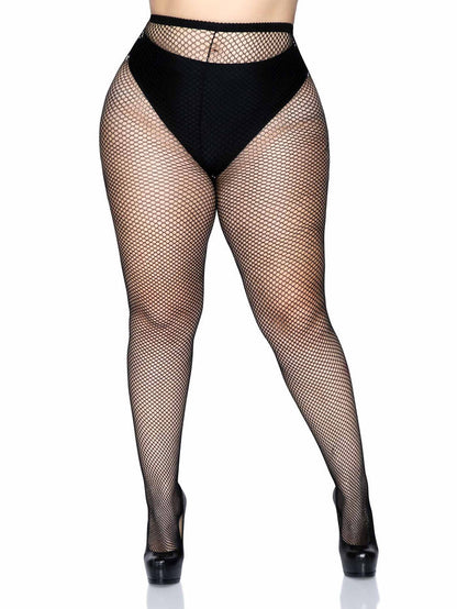 LEG AVENUE NYLON FISHNET TIGHTS - BLACK