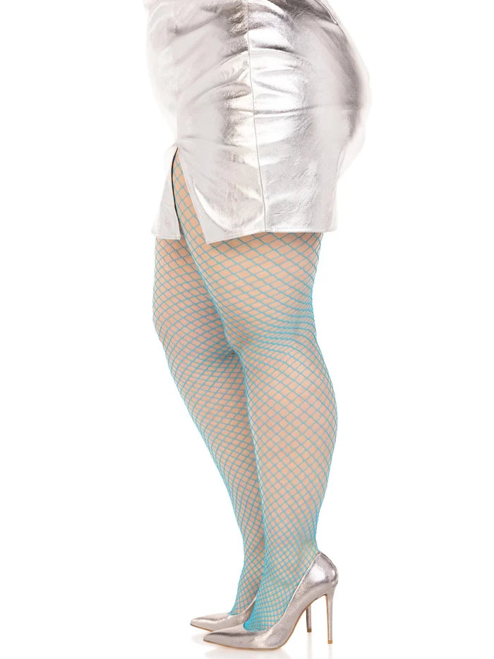 LEG AVENUE SPANDEX INDUSTRIAL NET TIGHTS - NEON BLUE