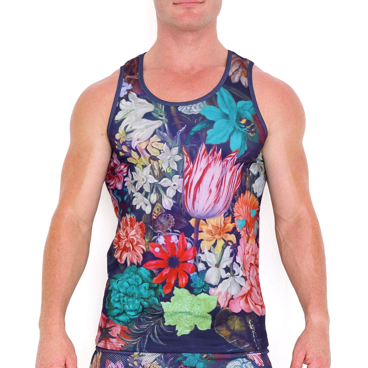 SKULL & BONES HAND PAINTED FLORAL BOUQUET TANK